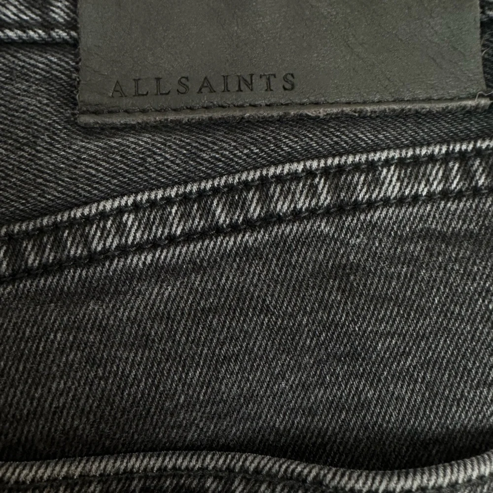 All Saints Cigarette Skinny Damaged Denim Cotton Black Jeans